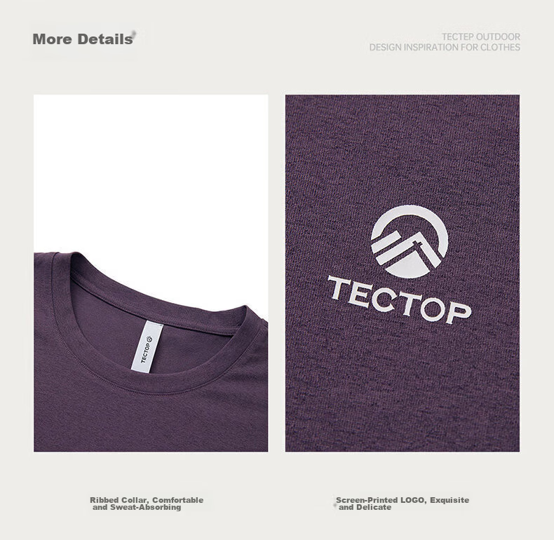TECTOP Quick-Dry Short Sleeve T-Shirt UV Protection Antibacterial Breathable Sports Top 10
